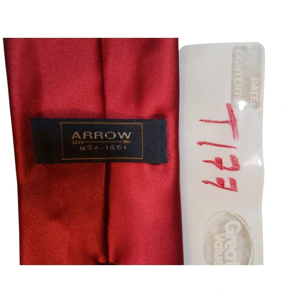 Arrow Mens Tie Necktie Designer Luxury‎ Solid Red Satin Formal Power Preppy
